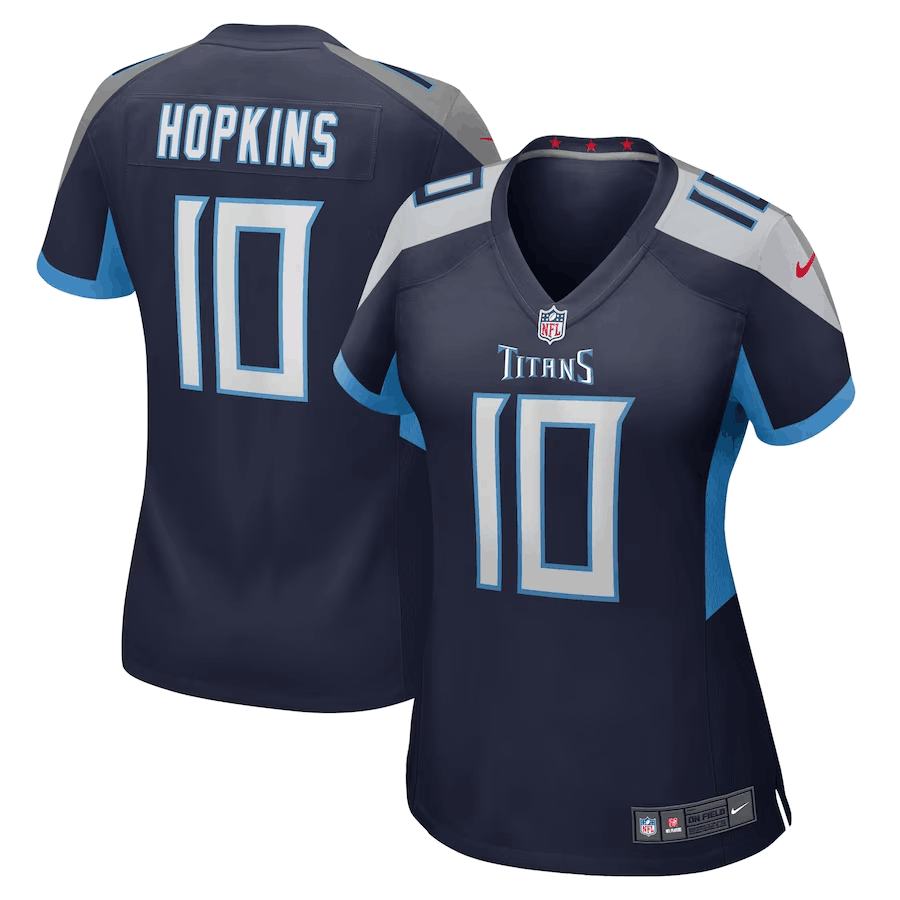 Women's Tennessee Titans #10 DeAndre Hopkins Navy Stitched Game Jersey(Run Small)